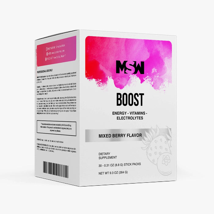 Boost Mixed Berry stick pack carton